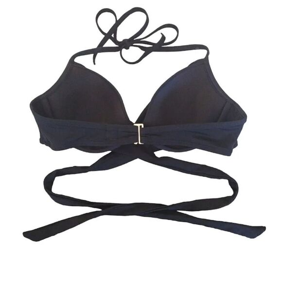 Victoria's Secret 2015 Black The Wrap Halter Bikini Swim Top Size 32C - Picture 7 of 12